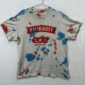 Smirnoff EDC Las Vegas Tee Men Large 'Red, White, Berry' Tie Dye Festival Rave